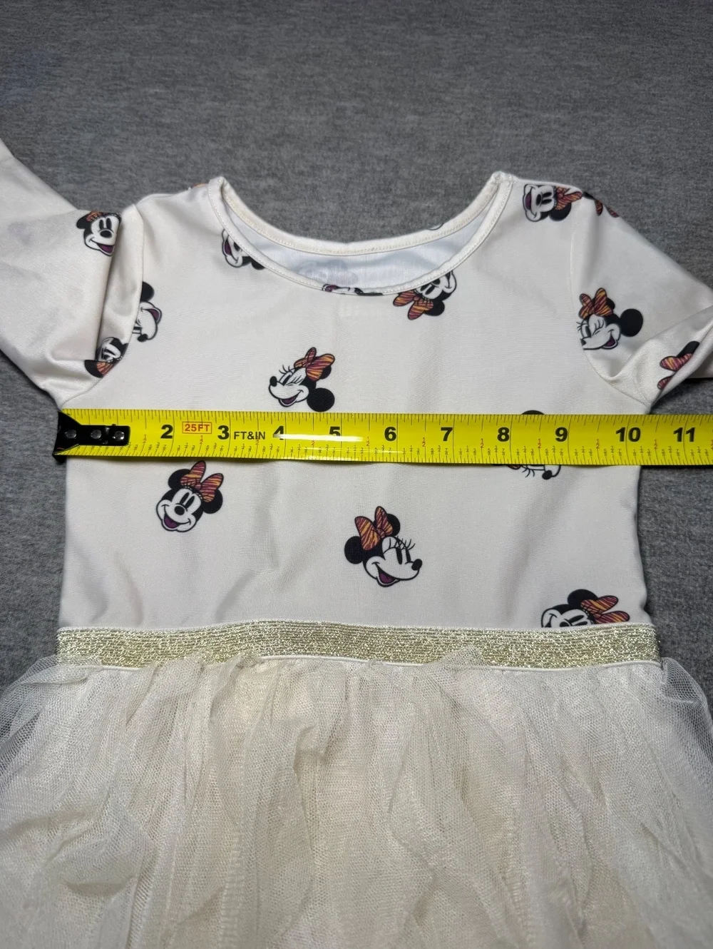 Disney Junior Minnie Mouse Tutu Dress Girls Size 3T White Long Sleeve